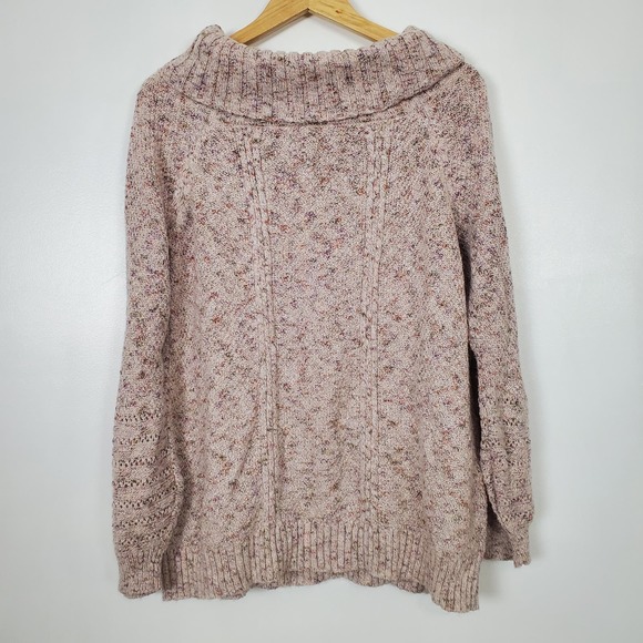 89th + Madison cowl neck sweater tan large - Picture 2 of 5